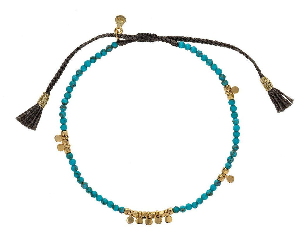 Turquoise and Gold Disc Bracelet - TWISTonline