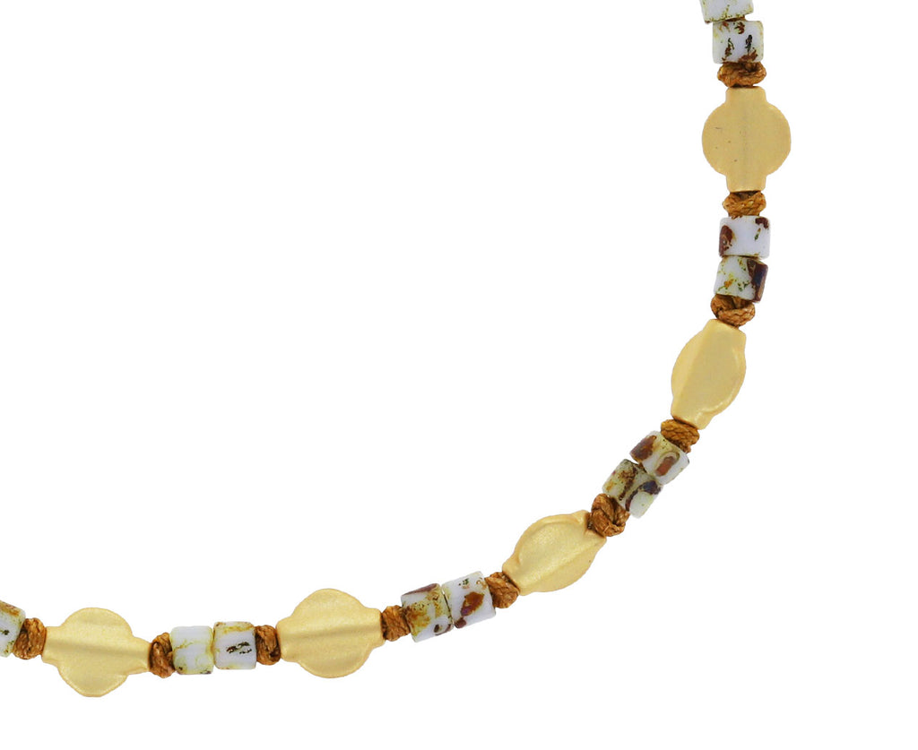 Gold and White Miyuki Beaded Bracelet