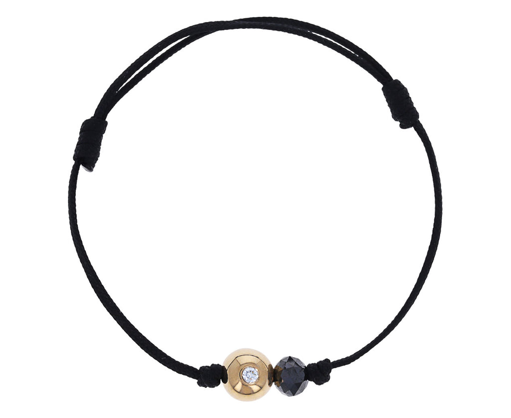 Yellow Gold and Black Diamond Double Orb Bracelet