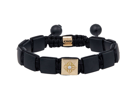 Square Matte Black Ceramic and Gold bead Bracelet