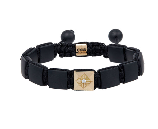 Square Matte Black Ceramic and Gold bead Bracelet