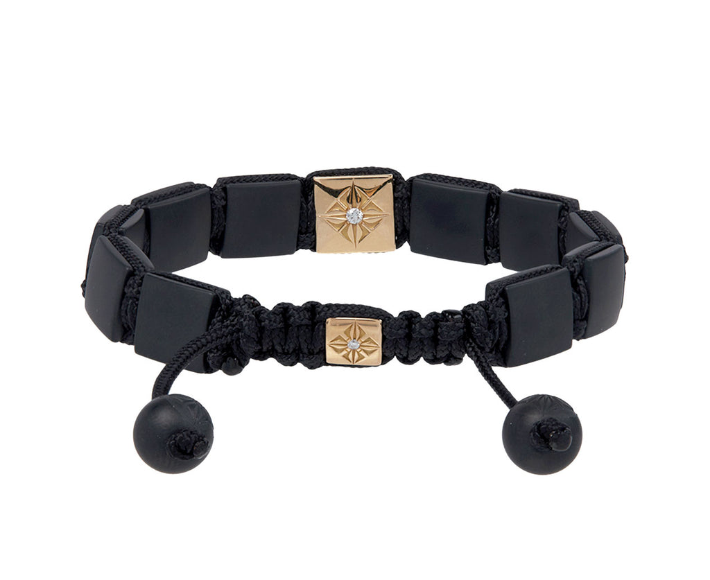 Square Matte Black Ceramic and Gold bead Bracelet