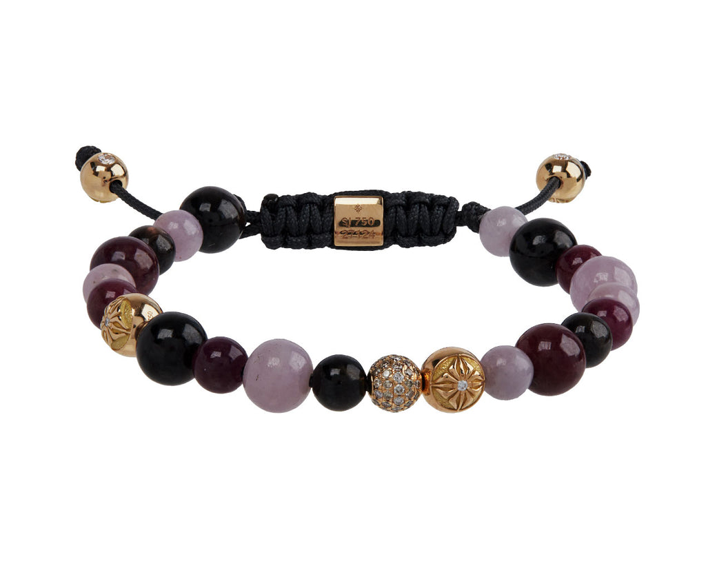 Shamballa Jewels Ruby, Pink and Brown Sapphire Bead Bracelet