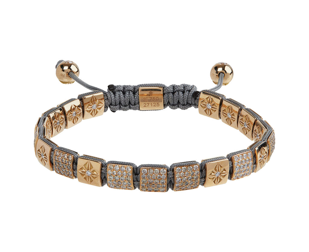 Shamballa Jewels Yellow Gold Brown Diamond Pavé Lock Bead Bracelet