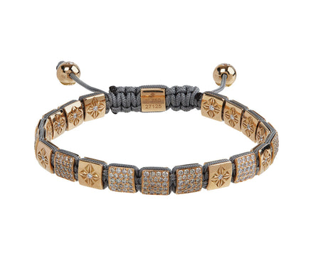 Shamballa Jewels Yellow Gold Brown Diamond Pavé Lock Bead Bracelet