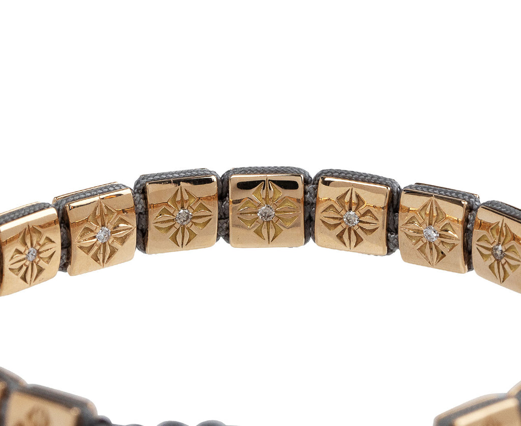 Shamballa Jewels Yellow Gold Brown Diamond Pavé Lock Bead Bracelet Close Up Interior