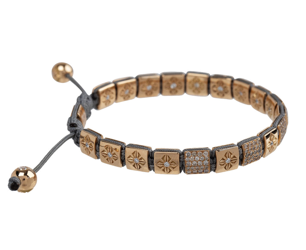 Shamballa Jewels Yellow Gold Brown Diamond Pavé Lock Bead Bracelet Side View