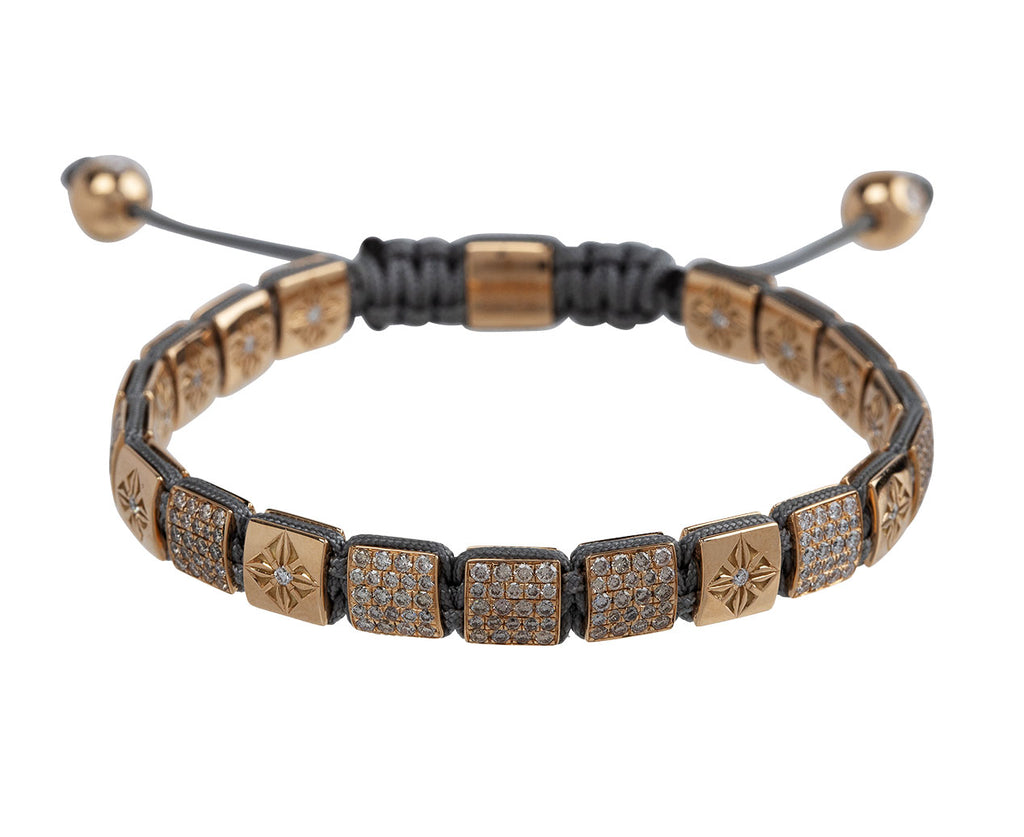 Shamballa Jewels Yellow Gold Brown Diamond Pavé Lock Bead Bracelet Front Again
