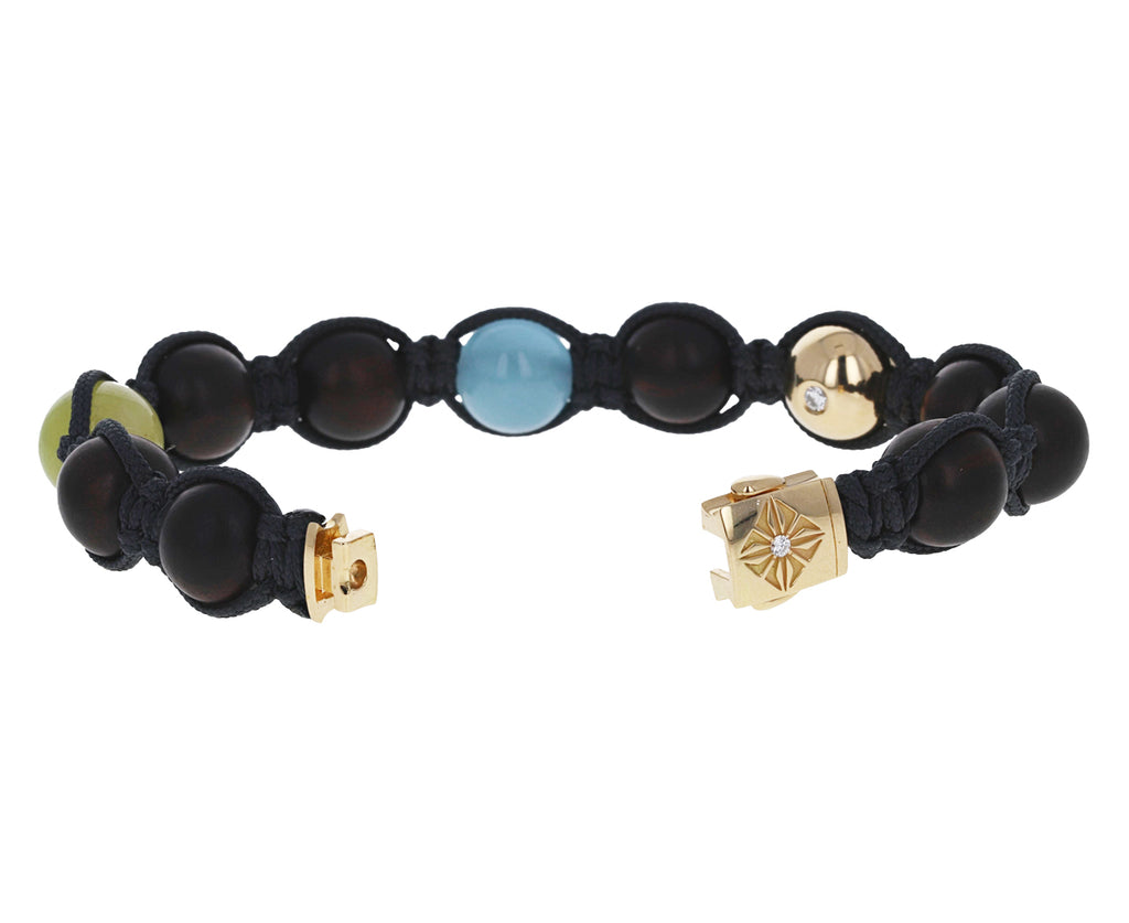 Milky Aquamarine, Yellow Sapphire and Ebony Bead Bracelet