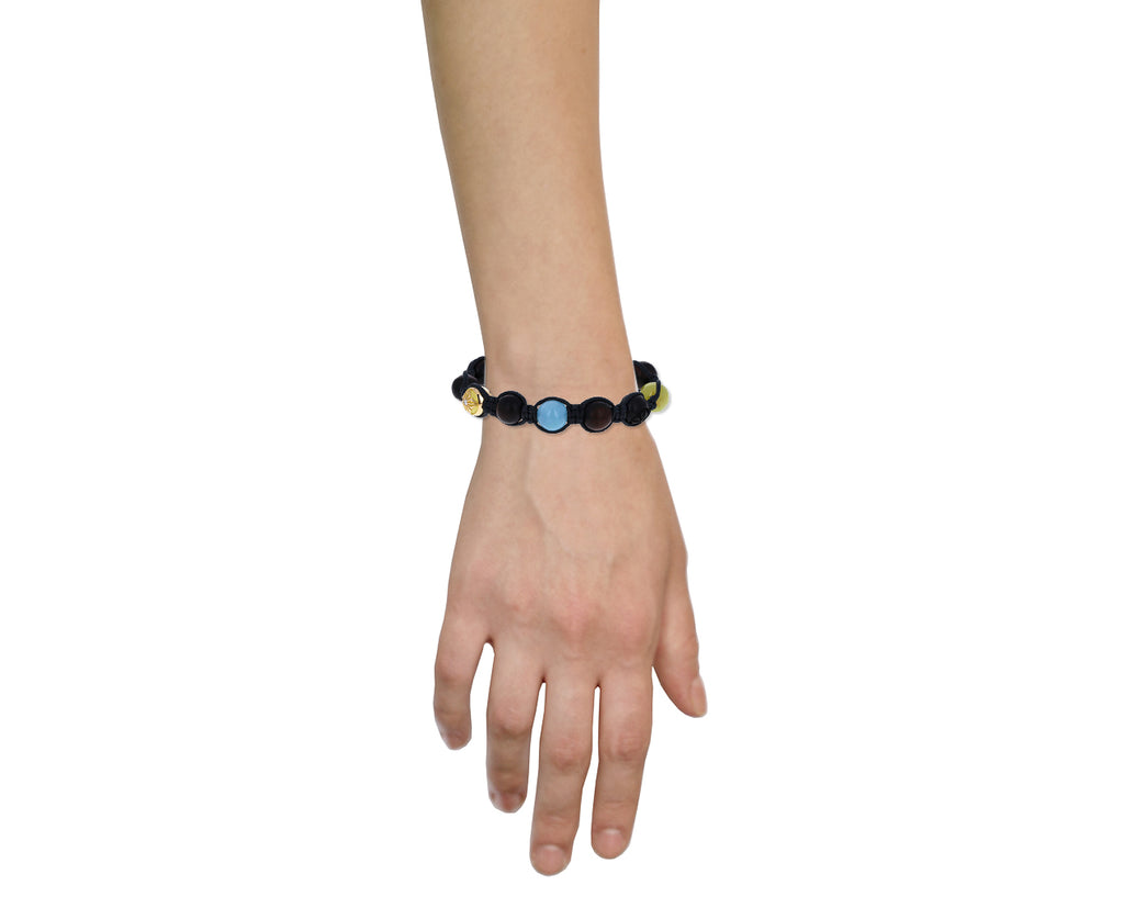 Milky Aquamarine, Yellow Sapphire and Ebony Bead Bracelet