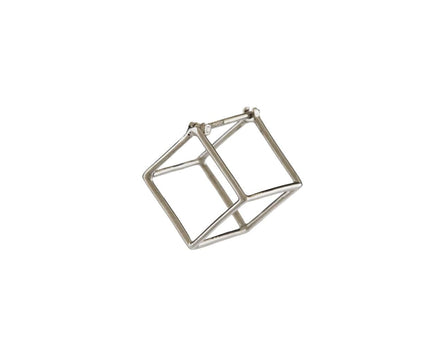 White Gold Small Open Cube SINGLE EARRING - TWISTonline 