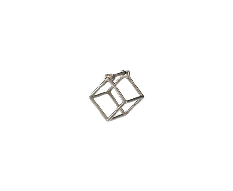 Extra Small White Gold Open Cube SINGLE EARRING - TWISTonline