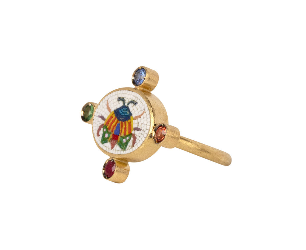 Le Sibille Micromosaic Beetle Ring Side View