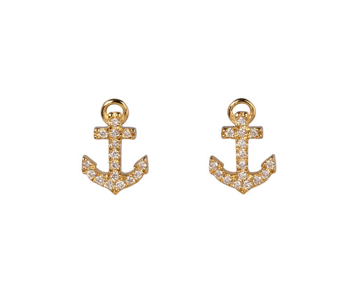 Diamond Anchor Stud Earrings