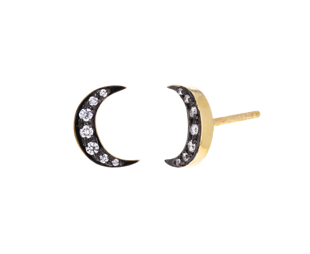 Diamond Crescent Moon Stud Earrings