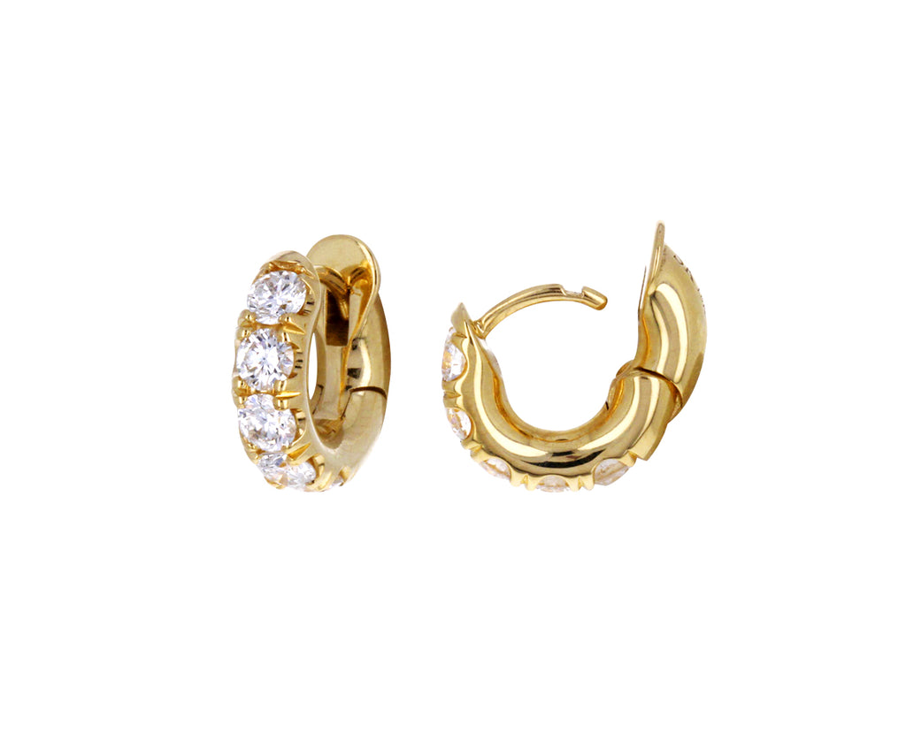 Gold and Diamond Mini Macro Hoop Earrings - TWISTonline