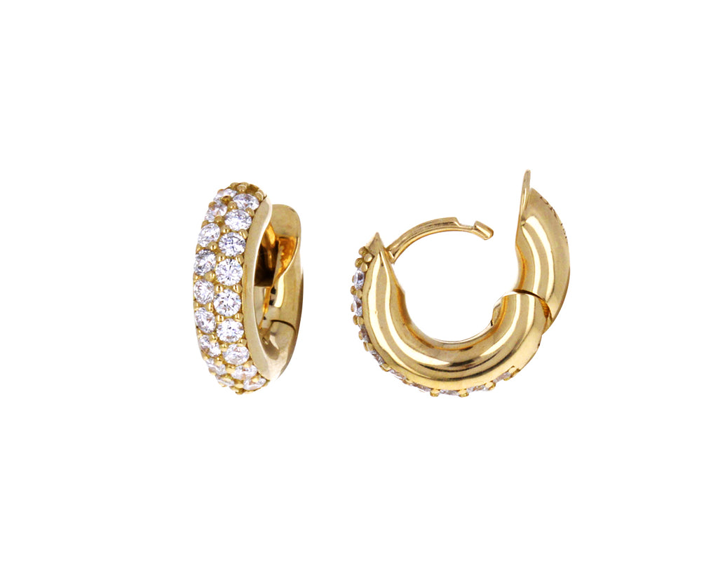 Double Diamond Mini Macro Hoop Earrings