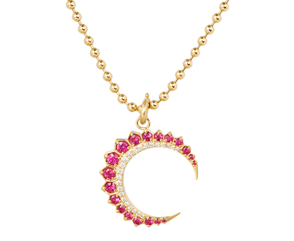Pink Sapphire and Diamond Estelle Crescent Charm ONLY