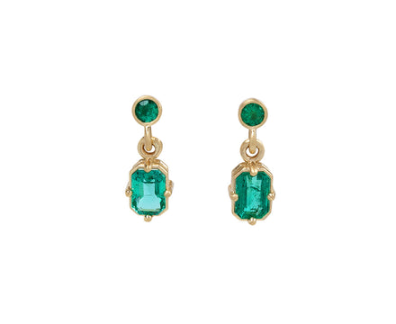 Elizabeth Street Rectangular Zambian Emerald Drop Earrings