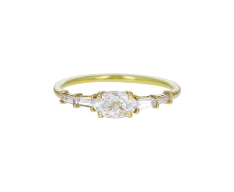 Antique Moval Diamond Solitaire Ring
