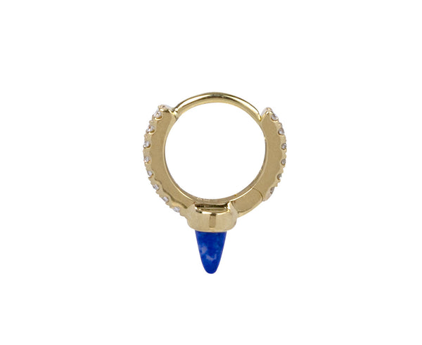 1/4 Yellow Gold Diamond Eternity Lapis Spike SINGLE Hoop