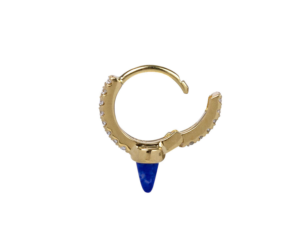 1/4 Yellow Gold Diamond Eternity Lapis Spike SINGLE Hoop