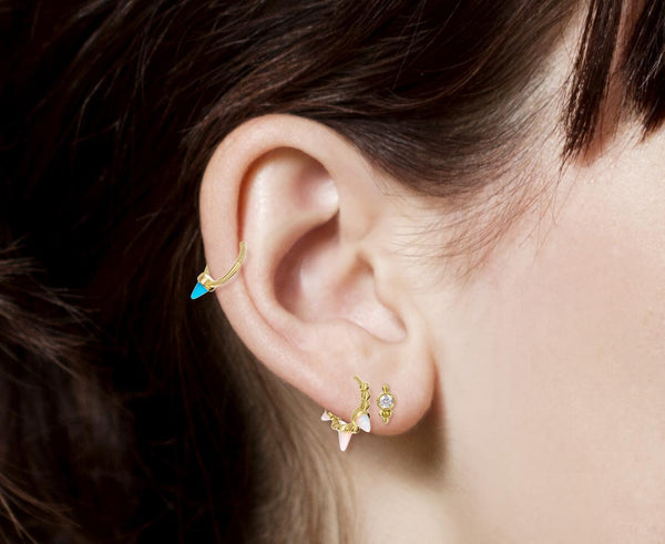 5 16 Yellow Gold Turquoise Spike SINGLE Rotating Earring