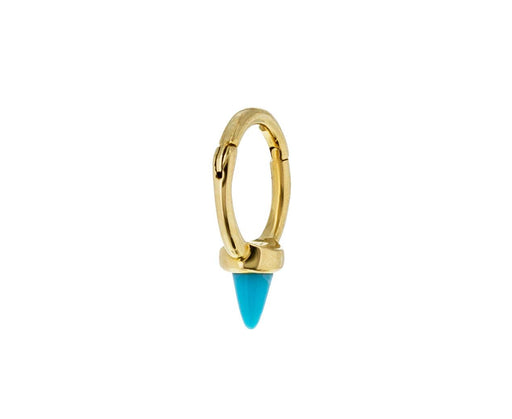 1/4 Yellow Gold Turquoise Spike SINGLE Rotating Hoop - TWISTonline
