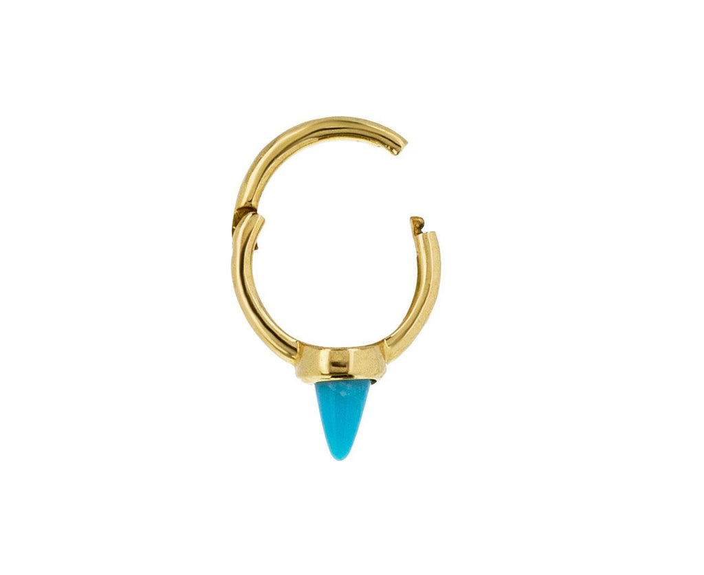 1/4 Yellow Gold Turquoise Spike SINGLE Rotating Hoop - TWISTonline