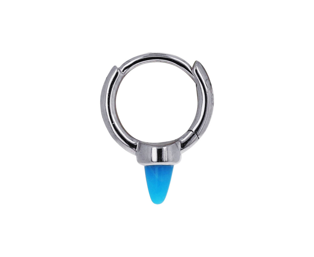1/4 White Gold Turquoise Spike SINGLE Non Rotating Hoop