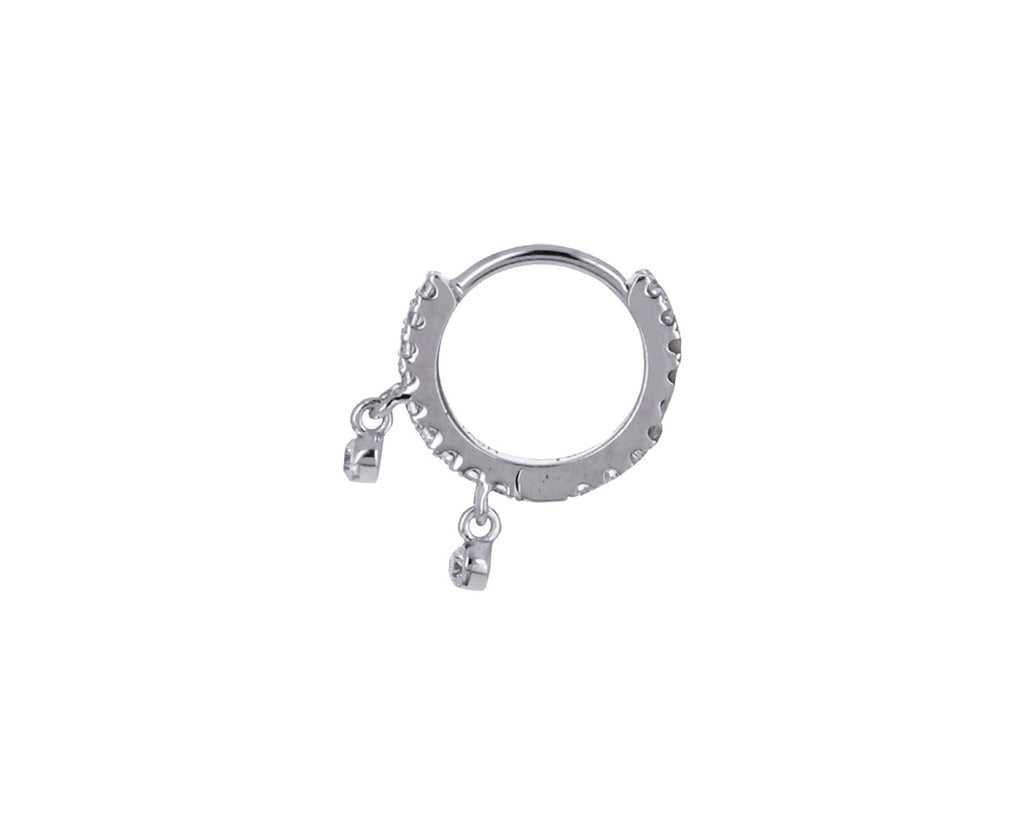 1/4 White Gold Diamond Dangle Eternity SINGLE Hoop