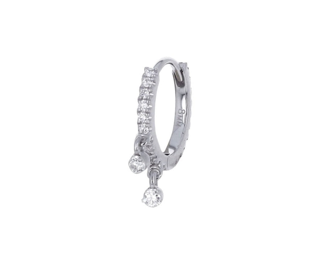 5/16 White Gold Diamond Dangle Eternity SINGLE Hoop - TWISTonline