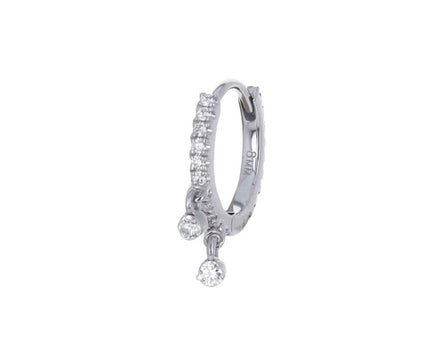 5/16 White Gold Diamond Dangle Eternity SINGLE Hoop
