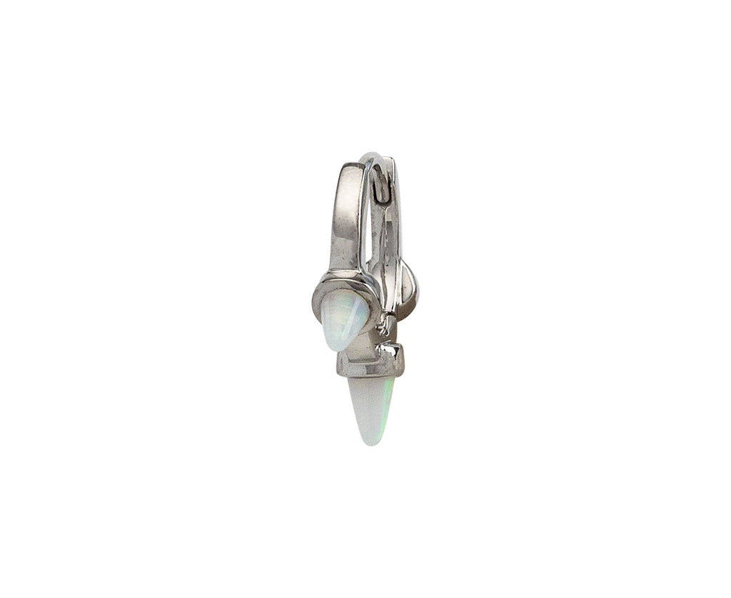 5/16 White Gold Triple Opal Spike Non Rotating SINGLE Hoop - TWISTonline