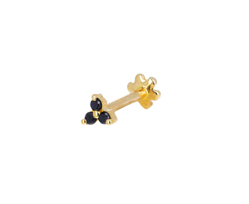 Yellow Gold Black Diamond Trinity SINGLE Earring