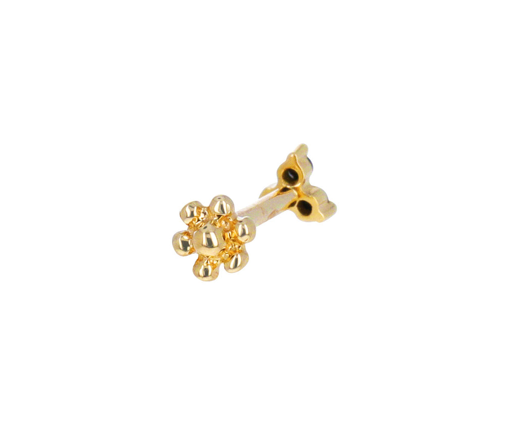 Yellow Gold Black Diamond Trinity SINGLE Earring