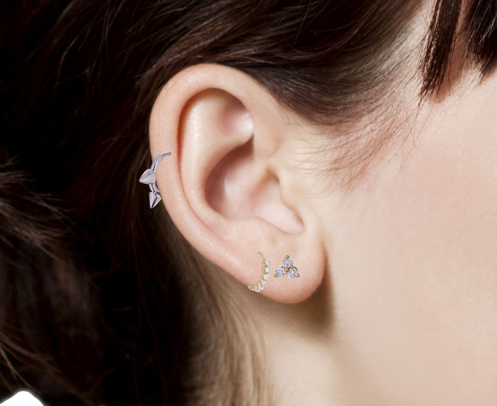 Yellow Gold Diamond Trinity SINGLE Stud - TWISTonline