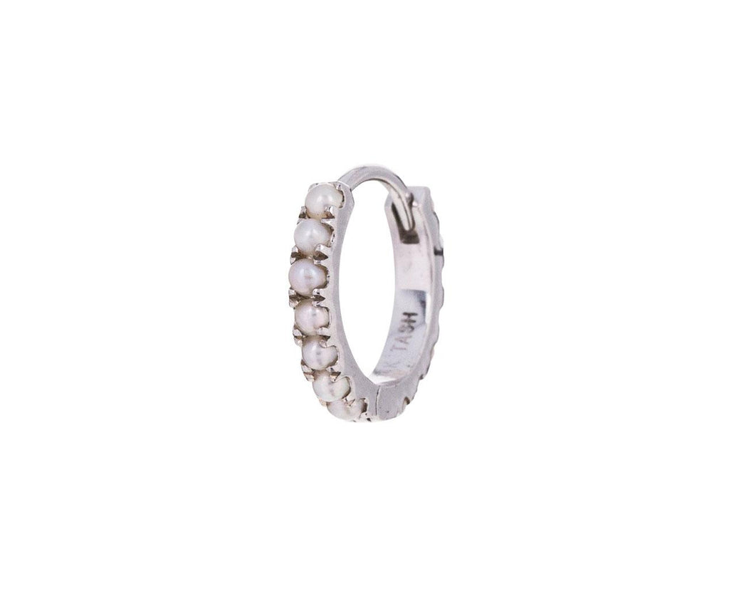 5/16 White Gold Pearl Eternity SINGLE Hoop - TWISTonline