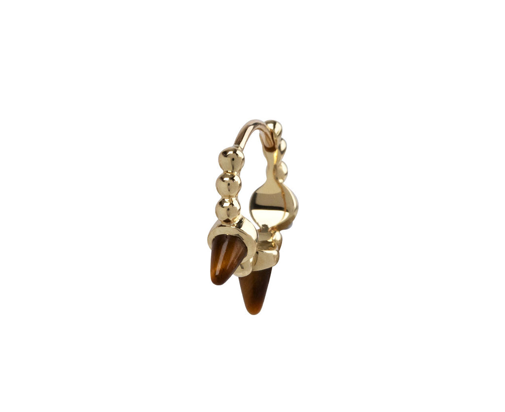 Maria Tash 5/16 Tiger's Eye Triple Granulated Spike SINGLE Hoop Earring