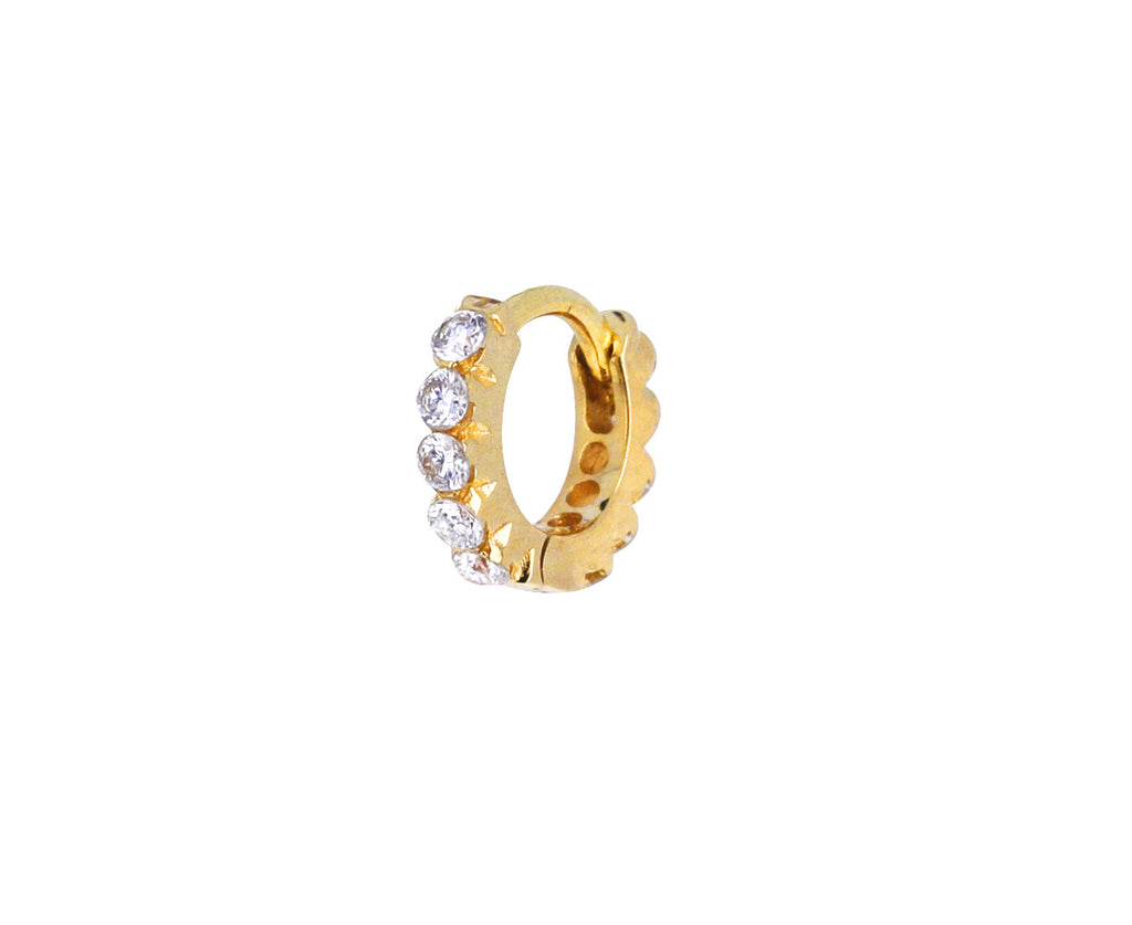 3/16 Yellow Gold Invisible Set Diamond Eternity SINGLE Hoop - TWISTonline