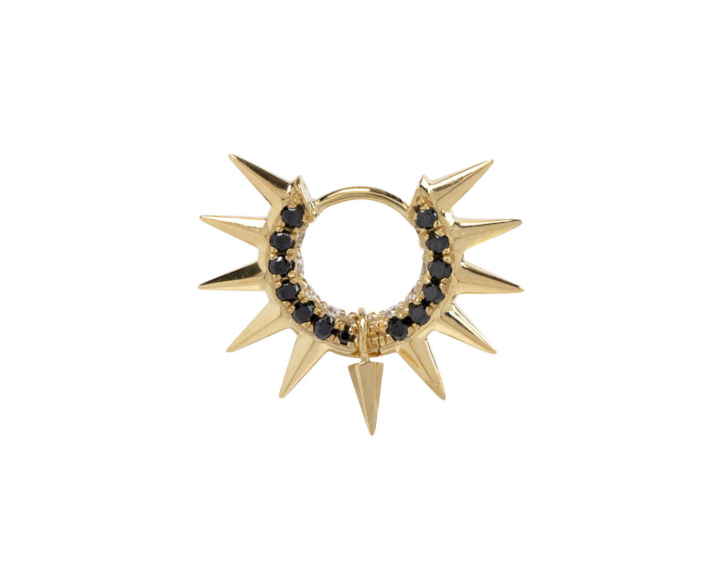 Maria Tash 1/4 Black and White Diamond Mohawk SINGLE Hoop Earring Side View