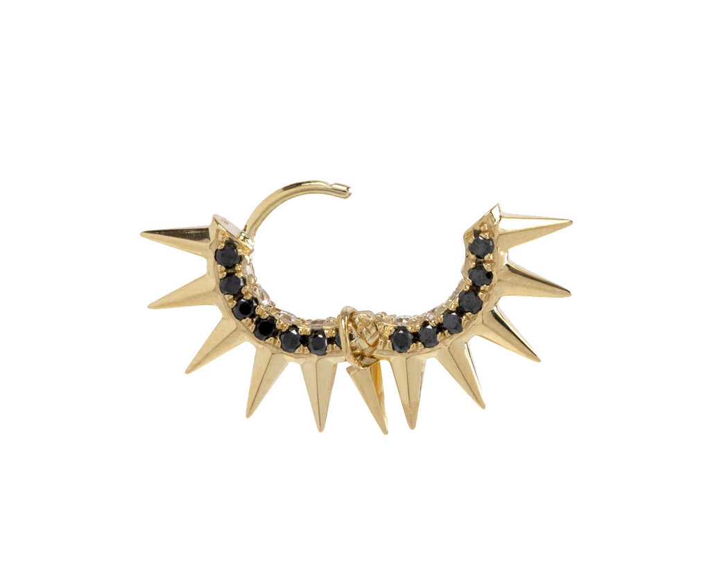 Maria Tash 1/4 Black and White Diamond Mohawk SINGLE Hoop Earring Open