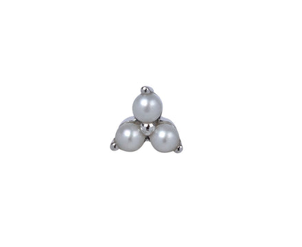 5mm Trinity Pearl White Gold SINGLE Stud Earring