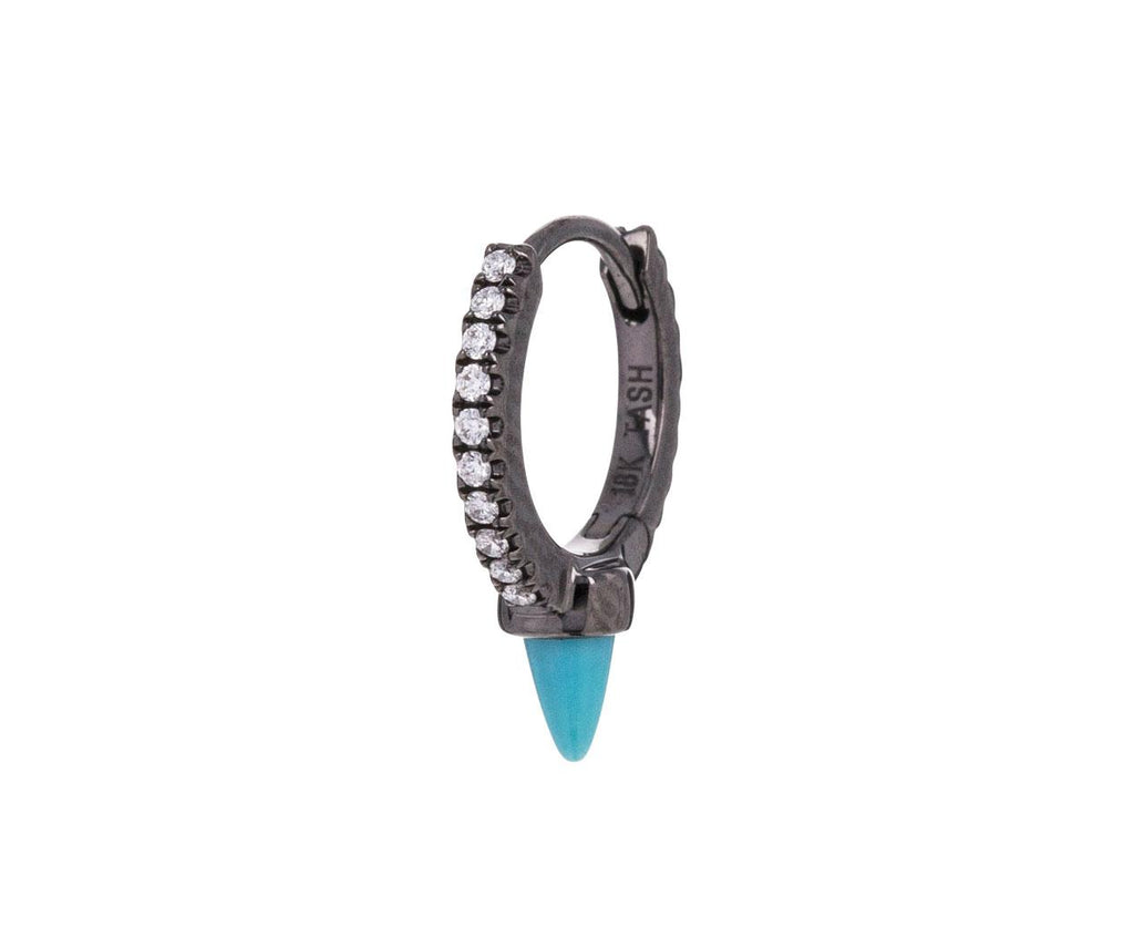 5/16 Black Gold Diamond Eternity Turquoise Spike SINGLE Hoop - TWISTonline