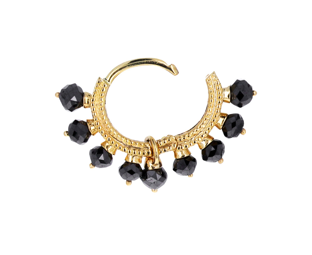 1/4 Yellow Gold Black Diamond Coronet SINGLE Hoop