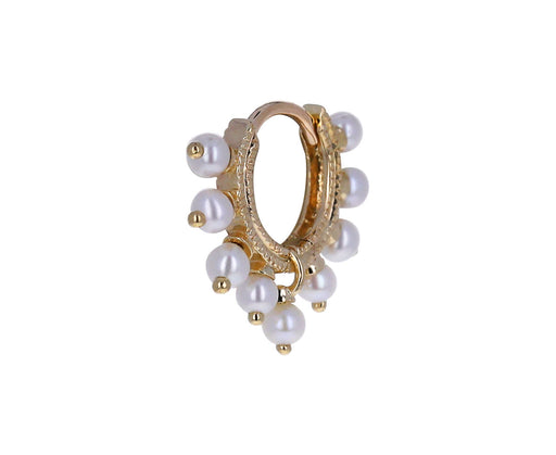 1/4 Yellow Gold Pearl Coronet SINGLE Hoop