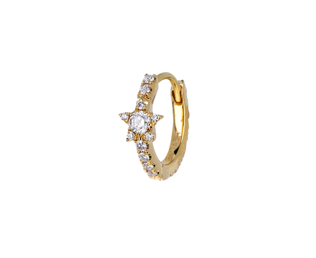 5/16 Yellow Gold Diamond Star Eternity SINGLE Hoop