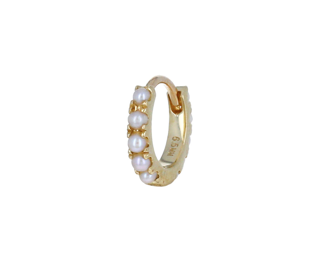1/4 Yellow Gold Akoya Pearl Eternity SINGLE Hoop