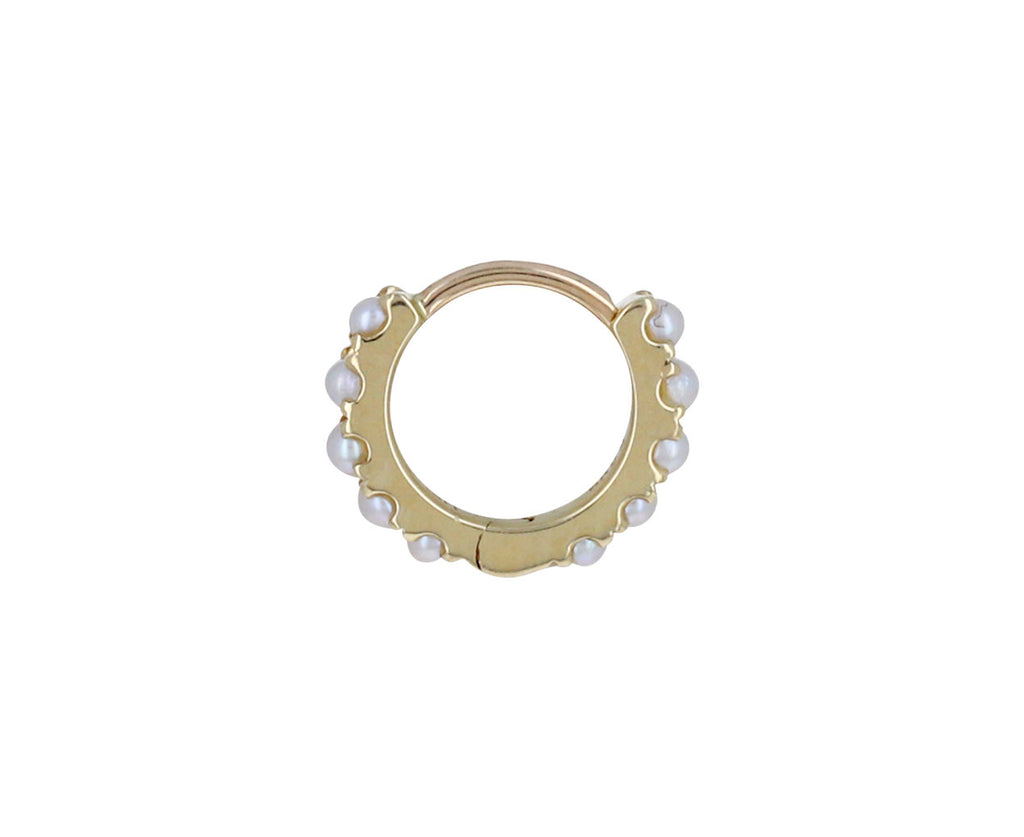1/4 Yellow Gold Akoya Pearl Eternity SINGLE Hoop
