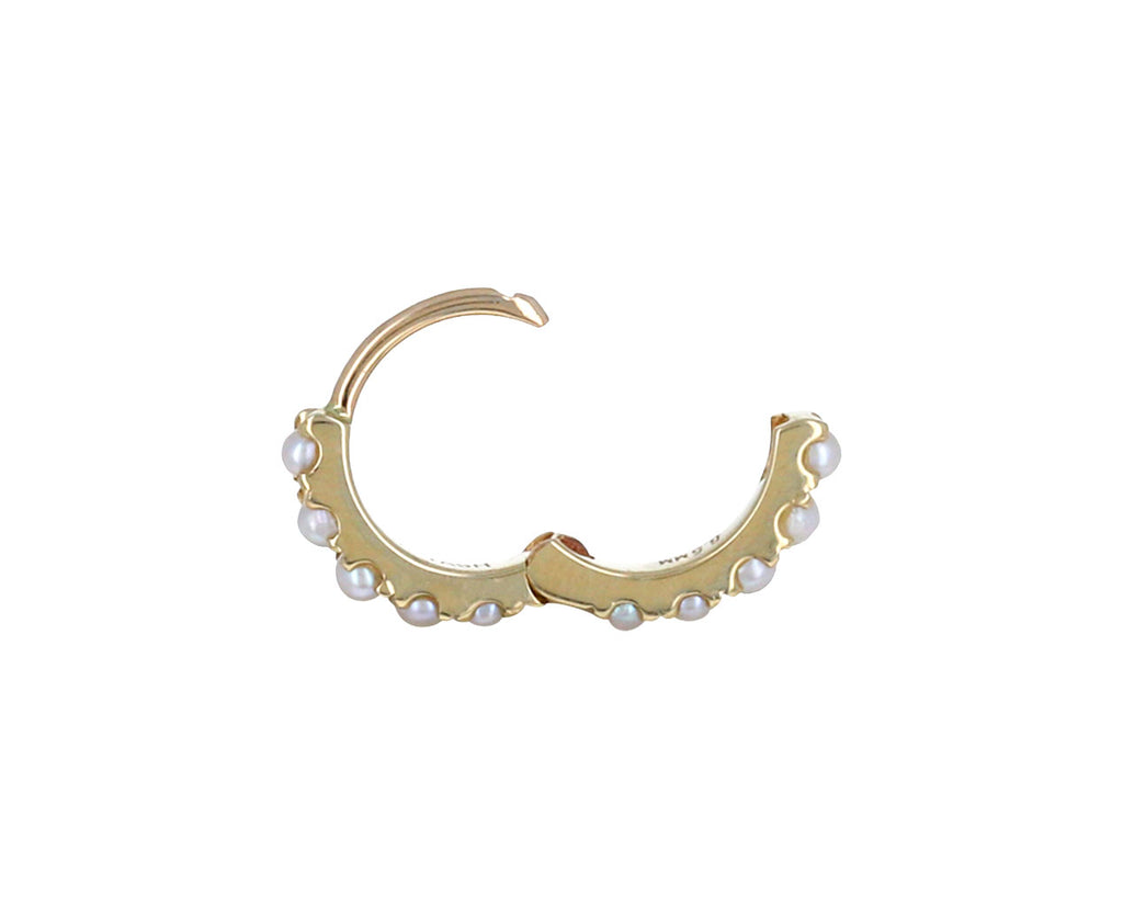1/4 Yellow Gold Akoya Pearl Eternity SINGLE Hoop